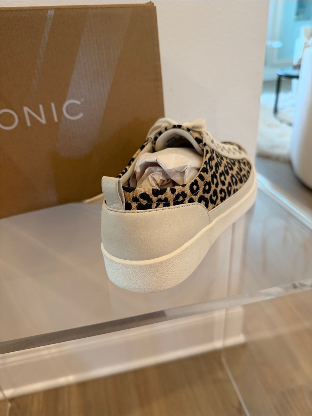 Vionic Leopard Print Lace-Up Sneaker in Tan and Black - Picture 5 of 7
